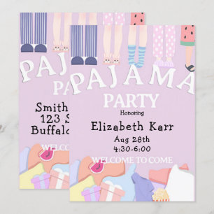 Invitation Fête au pyjama lavande