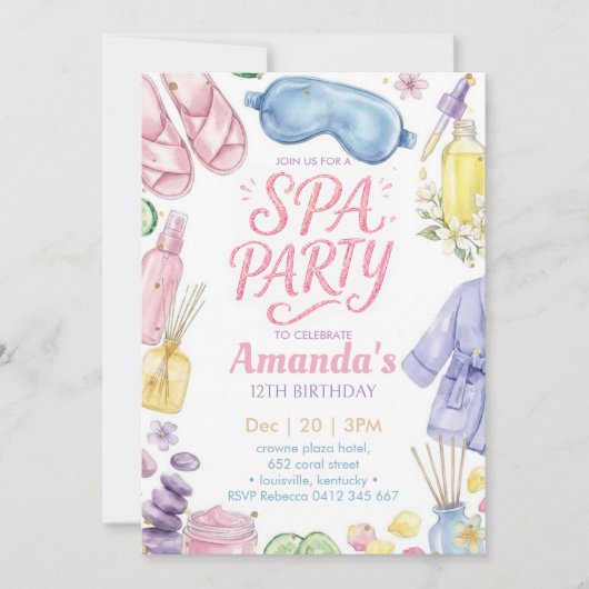 Invitation Fête au Spa Anniversaire Spa (Devant)