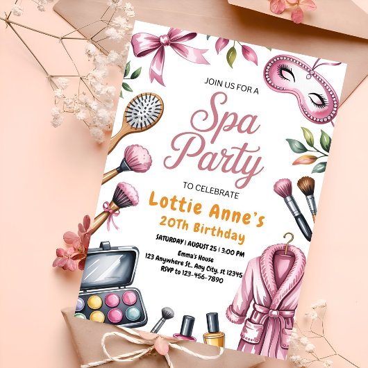 Invitation Fête au Spa Rose Glamour
