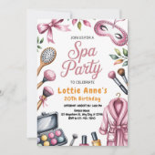 Invitation Fête au Spa Rose Glamour (Devant)