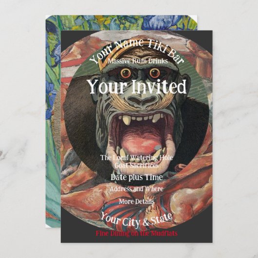 Invitation Fête au Tiki Bar Rum Drinks (Devant / Derrière)