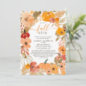 Invitation Fête Automnale de Citrouilles Fleuries à l'Aquarel (Debout devant)