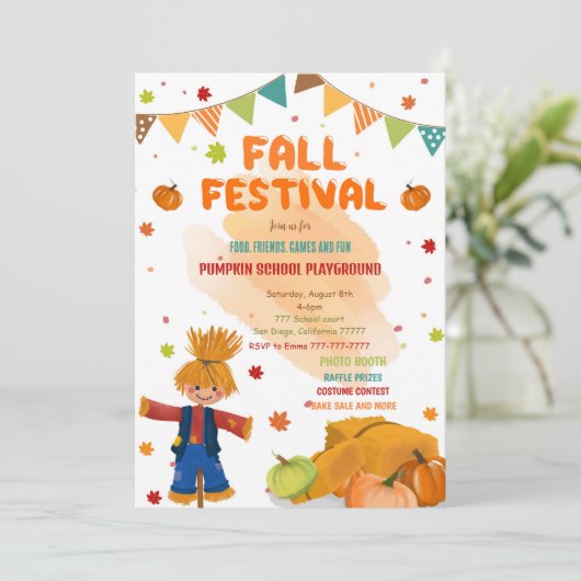 Invitation Fête automne modifiable (Debout devant)