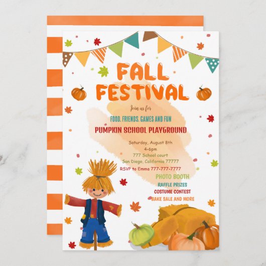 Invitation Fête automne modifiable (Devant / Derrière)