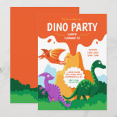 Invitation Fête aux dinosaures (Devant / Derrière)