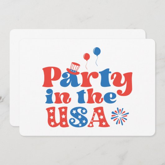 Invitation Fête aux USA (Devant / Derrière)