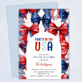 Invitation Fête aux USA Coquette Bow 4 juillet