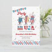 Invitation Fête aux USA Enfant Boy Anniversaire American Dine (Debout devant)
