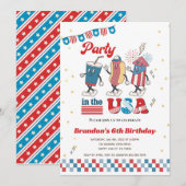 Invitation Fête aux USA Enfant Boy Anniversaire American Dine (Devant / Derrière)