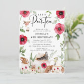 Invitation Fête avec des pavots : Anniversaire de la petite f (Debout devant)