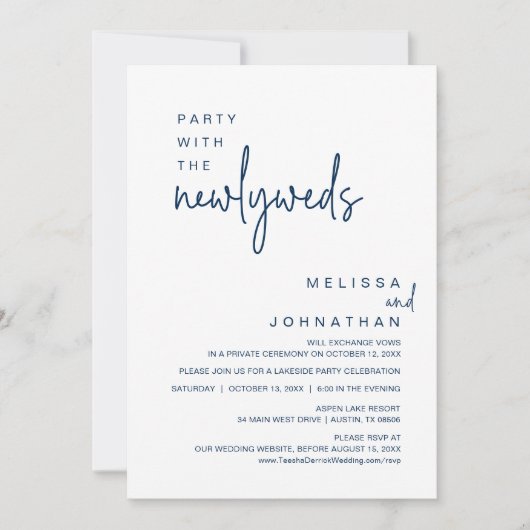 Invitation Fête Avec Les Nouveaux Mariés, Dîner Mariage (Devant)