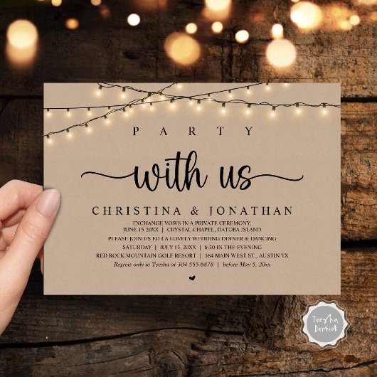 Invitation Fête avec nous, Russe Mariage Dinner Elopement