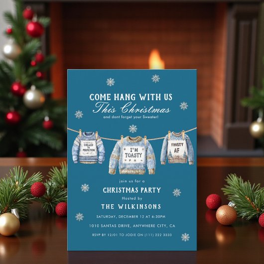 Invitation fête avec nous, soirée pull de Noël laid