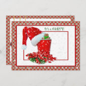 Invitation Fête avec tasse rouge (Devant / Derrière)