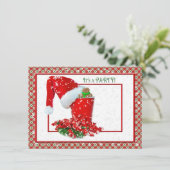 Invitation Fête avec tasse rouge (Debout devant)