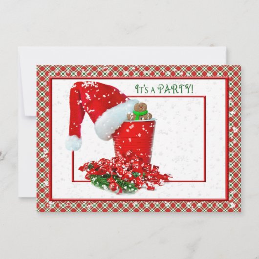 Invitation Fête avec tasse rouge (Devant)