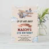 Invitation Fête avion aquarelle (Debout devant)
