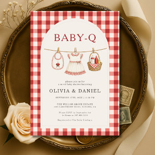 Invitation Fête Baby-Q Fille Barbecue de Jardin Baby Shower