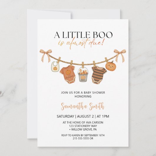Invitation Fête Baby shower Halloween (Devant)
