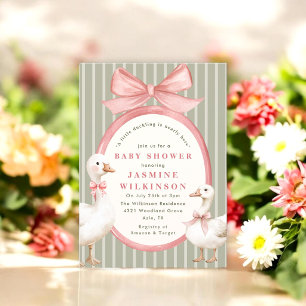 Invitation Fête baby shower ludique avec canards et nœud papi