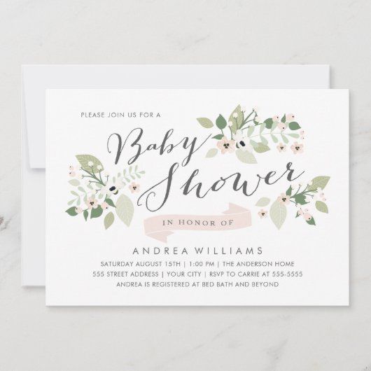 Invitation Fête Baby Shower Meadow Blooms (Devant)