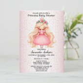 Invitation Fête Baby shower princesse rose aquarelle (Debout devant)