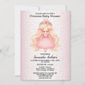 Invitation Fête Baby shower princesse rose aquarelle (Devant)