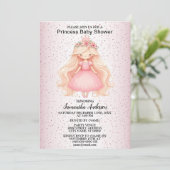 Invitation Fête Baby shower princesse rose aquarelle (Debout devant)