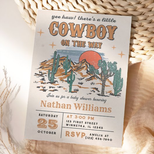 Invitation Fête Baby shower Wild West Cowboy