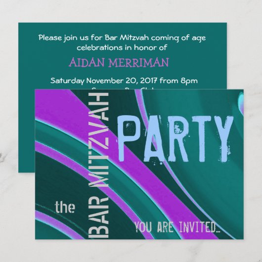 Invitation Fête Bar Mitzvah (Devant / Derrière)