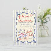 Invitation Fête Barbecue BBQ dans la cour dessin à la main (Debout devant)