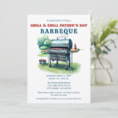 Invitation Fête barbecue Grill and Chill (Debout devant)