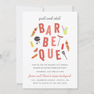 Invitation Fête Barbeque Chill and Grill 