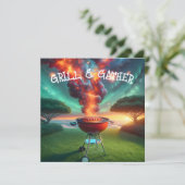 Invitation Fête BBQ Avec Grill Fumeur (Debout devant)