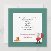Invitation Fête BBQ Avec Grill Fumeur (Dos)
