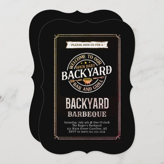 Invitation Fête BBQ dans le jardin (Devant / Derrière)