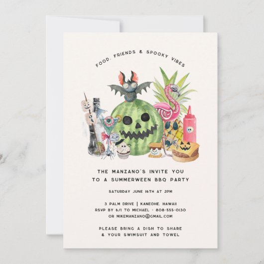 Invitation Fête BBQ de jardin Summerween (Devant)