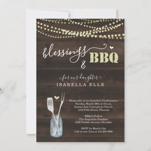 Invitation Fête BBQ de première communion / confirmation rust (Devant)