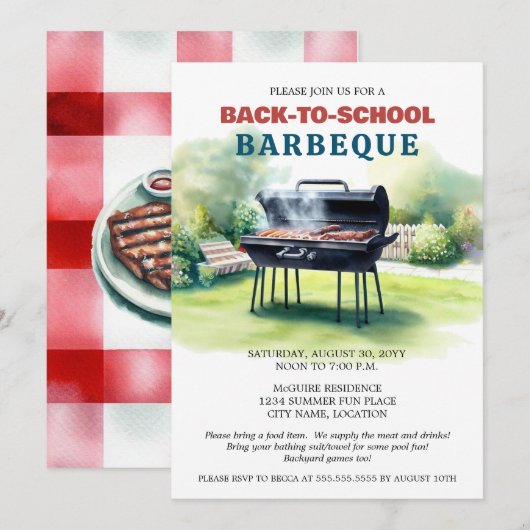 Invitation Fête BBQ de rentrée d'été (Devant / Derrière)