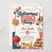 Invitation Fête BBQ de retraite en Denim Gingham (Devant)