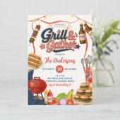 Invitation Fête BBQ Grill & Gather Gingham Denim (Debout devant)