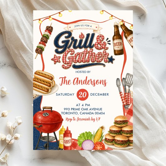 Invitation Fête BBQ Grill & Gather Gingham Denim