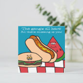 Invitation Fête BBQ Hamburger Mignon et Hot Dog (Debout devant)