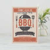 Invitation Fête BBQ Navy Orange Crème (Debout devant)