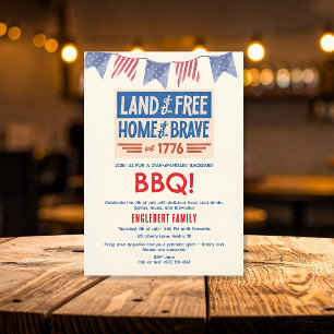 Invitation Fête BBQ Patriotique Américaine 4 juillet