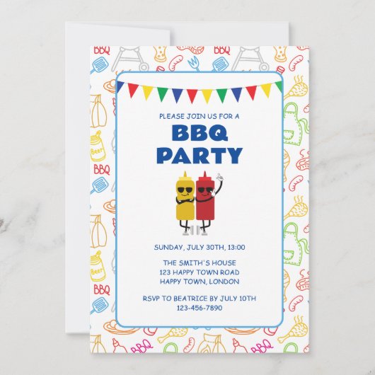 INVITATION FÊTE BBQ PERSONNALISABLE (Devant)