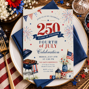 Invitation Fête BBQ pour le 250e anniversaire de l'Amérique