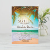 Invitation Fête Beach Palms Summer Sweet 16 (Debout devant)