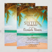 Invitation Fête Beach Palms Summer Sweet 16 (Devant / Derrière)