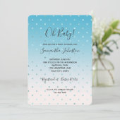 Invitation Fête bébé Aqua Glam Dots Ombre (Debout devant)